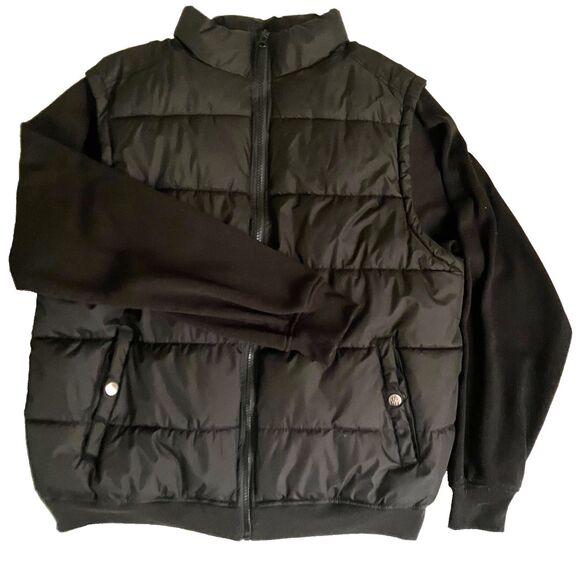 Seventy Seven Puffer Vest Jacket Black Sweatshirt Sleev 3XL Snow Skater Ski Work - Picture 1 of 13